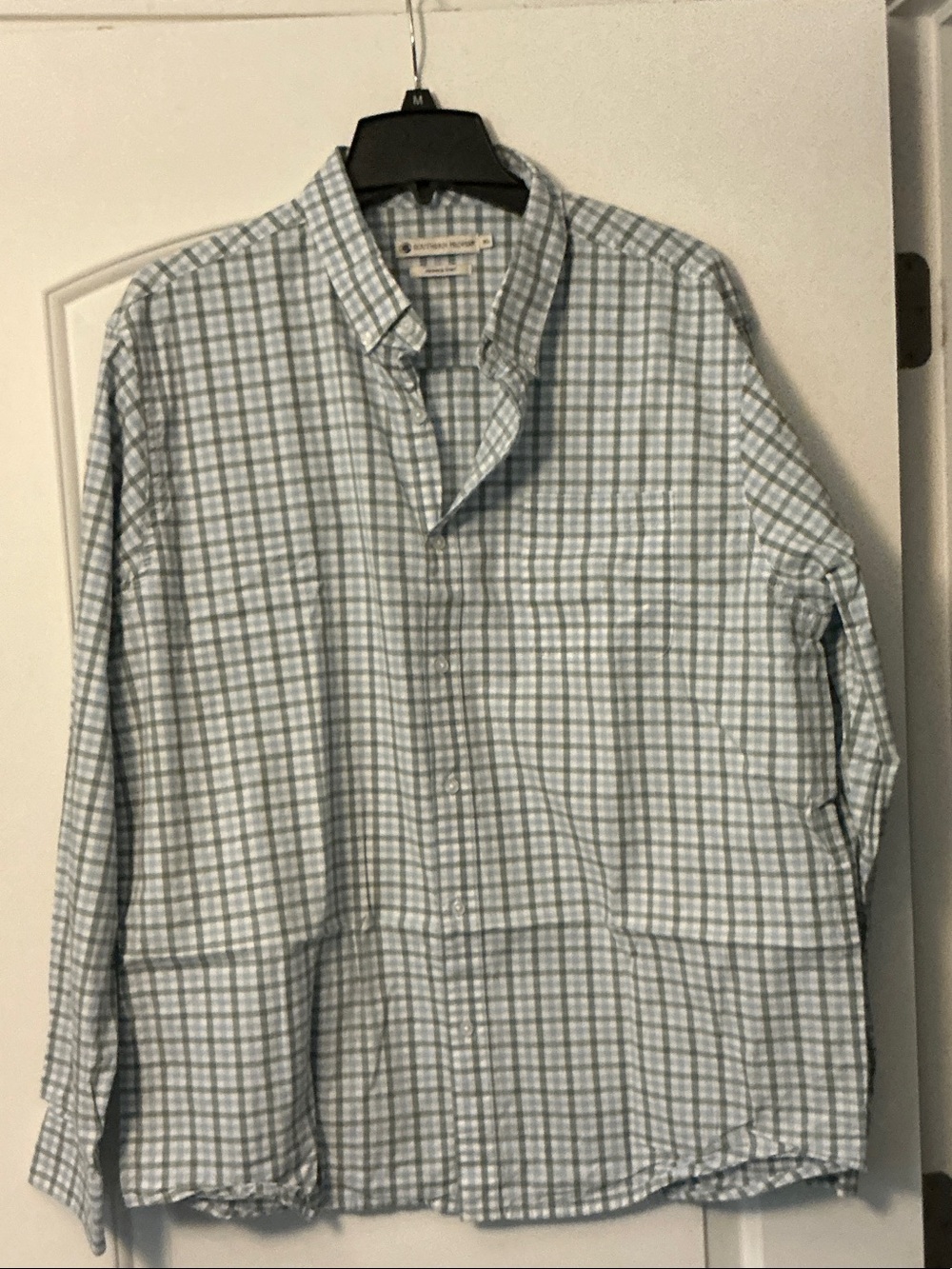 Southern Proper Light Blue and White Plaid Button-Down Shirt